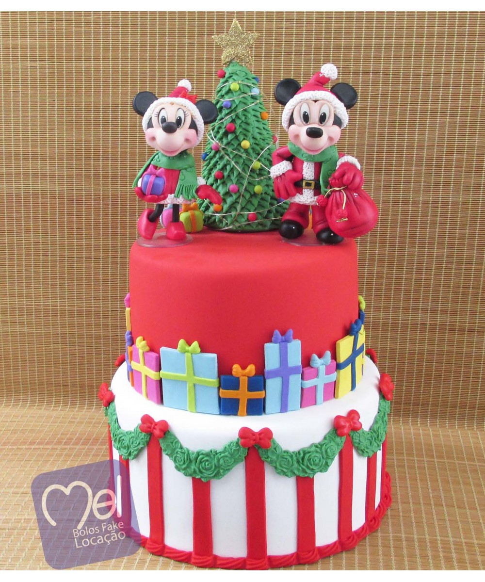 Bolo Natal com topo Mickey Minnie